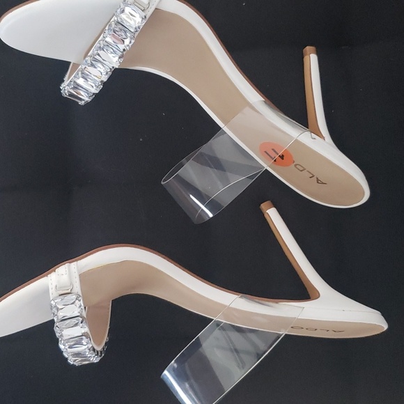 Aldo white rhinestone open-toe heels. - Picture 4 of 4